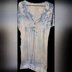 Blue Floral Button-Down Dress